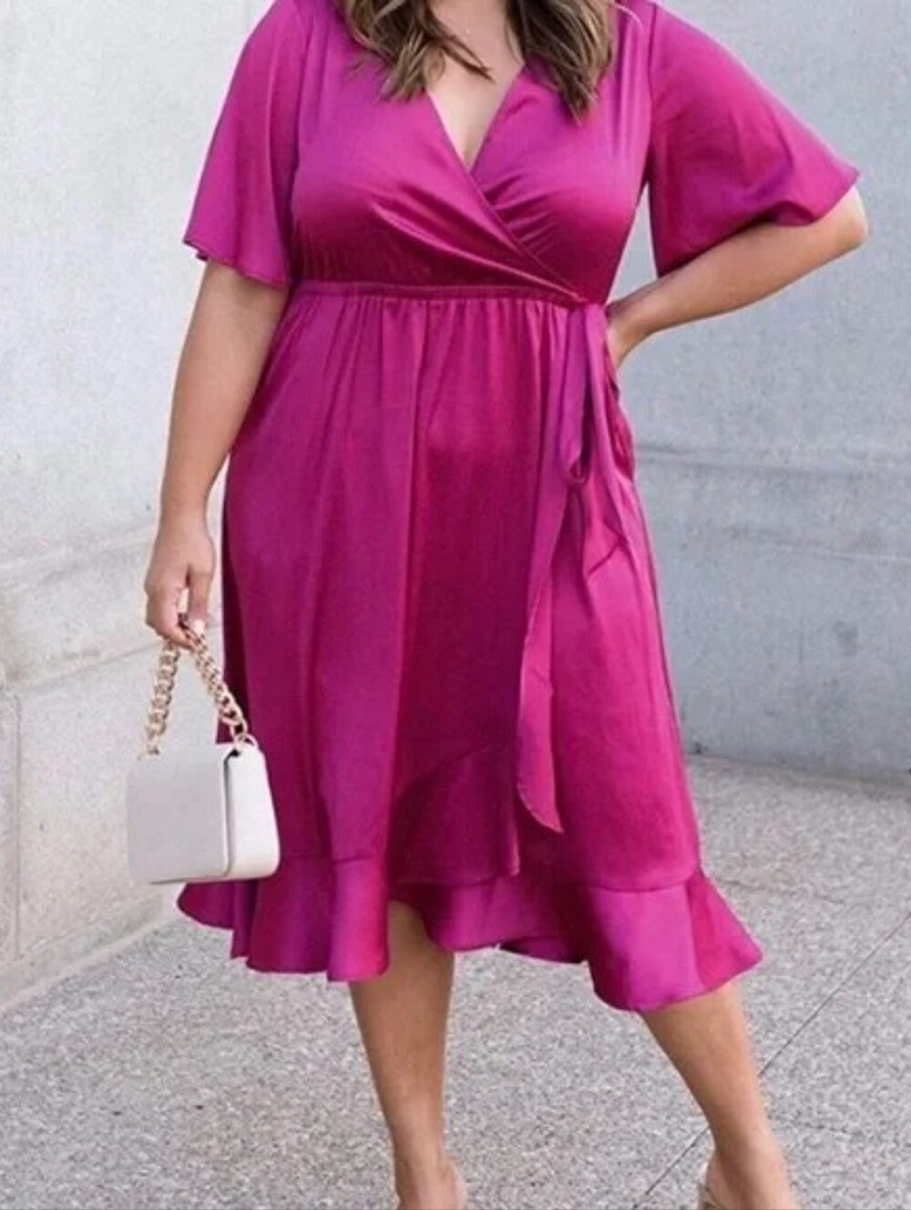 NWT Amazon The Drop Caralyn Miranda Chic Mauve Wrap Midi Dress